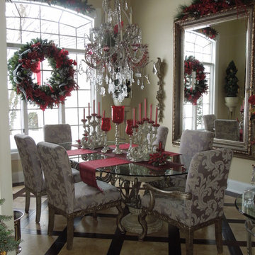 European Transitional Dining Room Decorated for Christmas