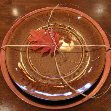 Fall Plates Wrapped with Raffia