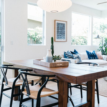 Farmhouse Table with Nelson Saucer Pendant in Coastal Style Home