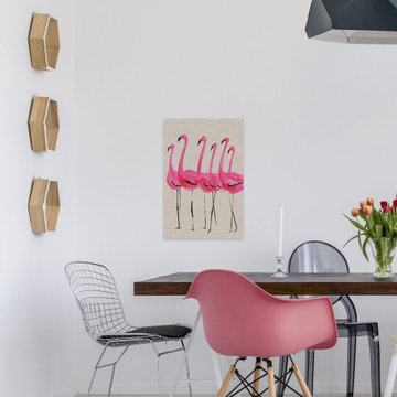 "Flamants Roses" Painting Print on Wrapped Canvas