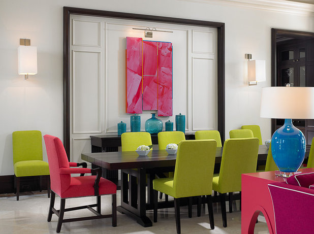 Tropical Dining Room by John David Edison Interior Design Inc.