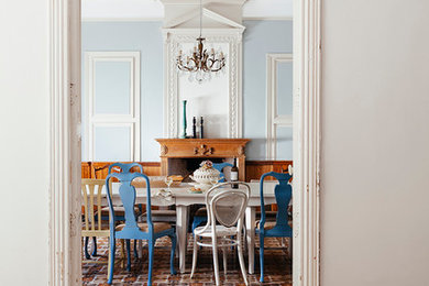Photo of a mediterranean dining room in Oxfordshire.