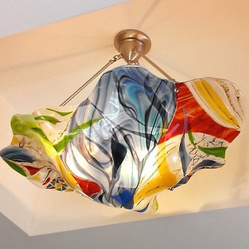 Fused Glass Lighting; Chandeliers and Sconces