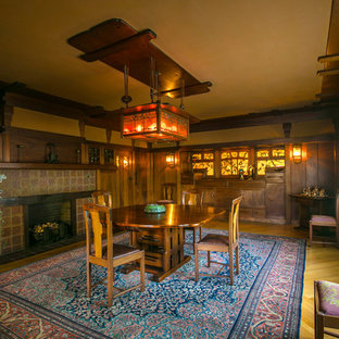 Idées déco pour une salle à manger craftsman.