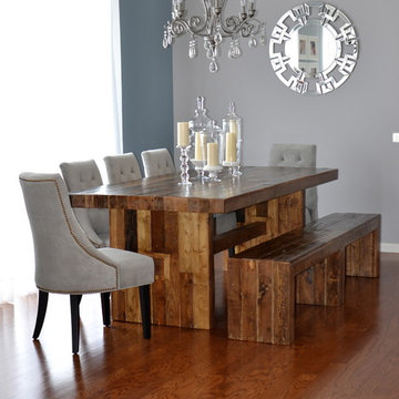 Glam with a touch of rustic dining room.