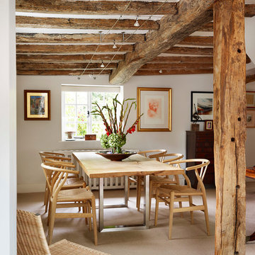 Glass box extension on thatched cottage