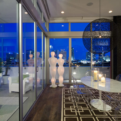 Inspiration for a contemporary dark wood floor dining room remodel in Tampa
