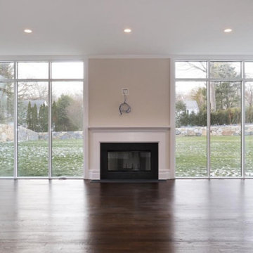 Glass Walled Fireplace Room