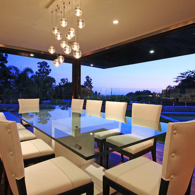 Inspiration for a contemporary dark wood floor dining room remodel in Los Angeles