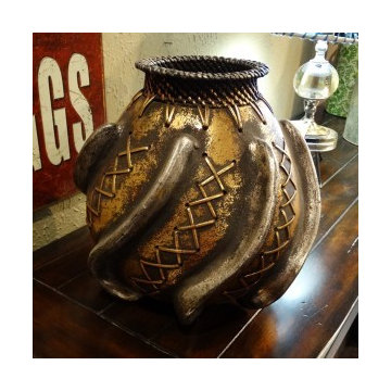 Gold and Stitched Ceramic Vase
