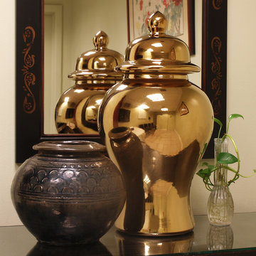 Gold Jar and Antique Ceramic Pot