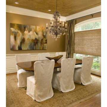 Gold Leaf ceiling Dining by Design House, Inc.
