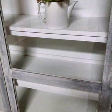 Grey Glass and Wood China Cabinet