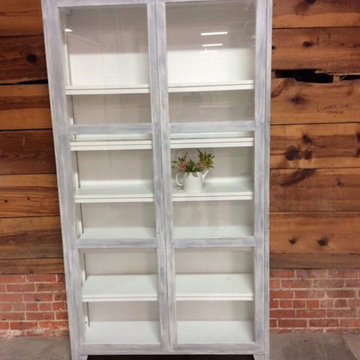 Grey Glass and Wood China Cabinet