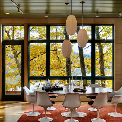 Trendy dark wood floor dining room photo in Burlington
