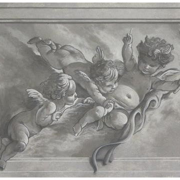 Hand Painted Mural Panel -Grisaille Putti's (cherubs) By Marc Potocsky