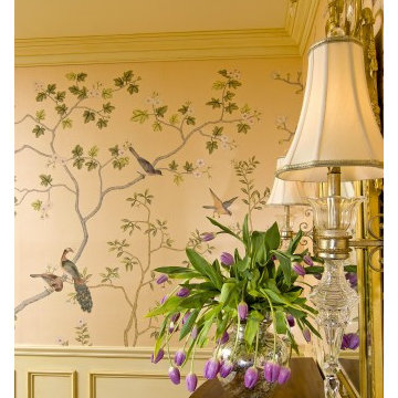 Hand-painted silk wallcovering