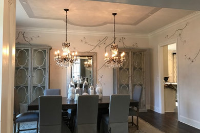 Inspiration for a large timeless dark wood floor enclosed dining room remodel in DC Metro with gray walls