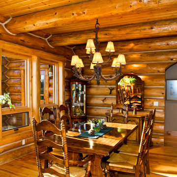 Handcrafted Log Home Dining Room