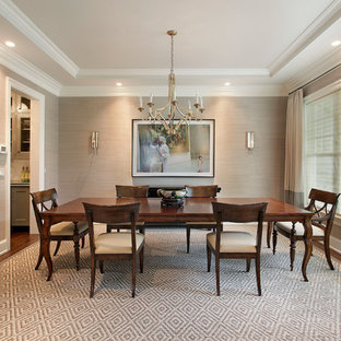 Inspiration for a timeless dining room remodel in Chicago with gray walls