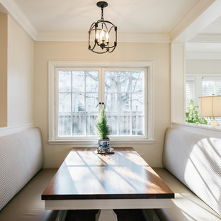 Inspiration for a mid-sized timeless dark wood floor kitchen/dining room combo remodel in Minneapolis with beige walls and no fireplace
