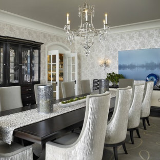 Inspiration for a transitional dark wood floor dining room remodel in Chicago
