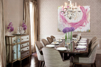 Dining room - traditional dark wood floor dining room idea in Toronto with beige walls