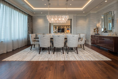 Inspiration for a dark wood floor dining room remodel in Houston