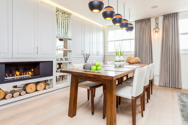 Transitional Dining Room by Aflux Designs