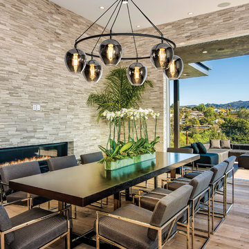 Iliad 6-Light Pendant - Carbide Black and Nickel Finish - Plated Smoke Glass