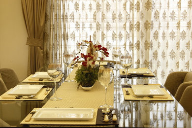 World-inspired dining room in Mumbai.