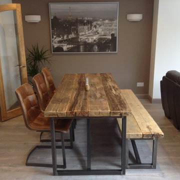 Industrial Mill Large Dining Table and Benches