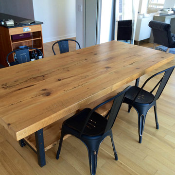 industrial modern dining table made of reclaimed wood