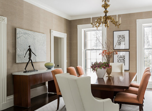 Transitional Dining Room by Elms Interior Design