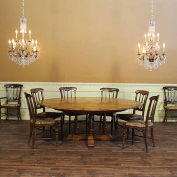 Jupe Tables- Rustic Styles Solid Walnut Expandable Round Dining Tables