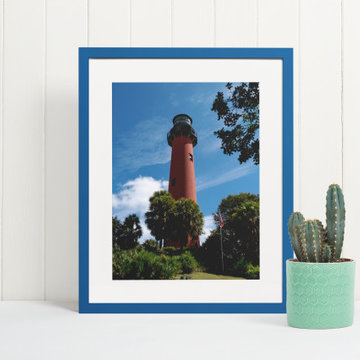 Jupiter Lighthouse 2 Color Coastal Landscape Photo Coastal Wall Art Print