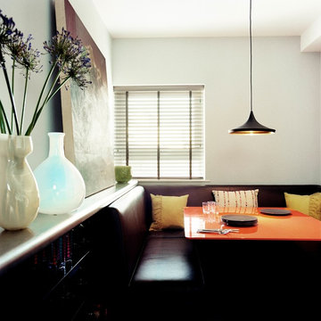 Kitchen with Pewter-clad worktops