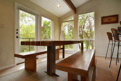 Example of a mountain style dining room design in Austin