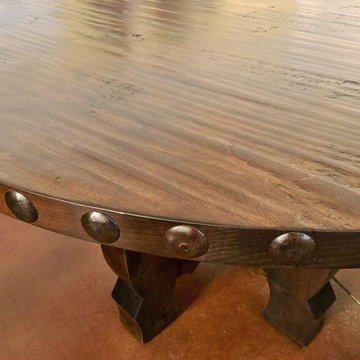 Knotty Alder Wood Round Dining Table
