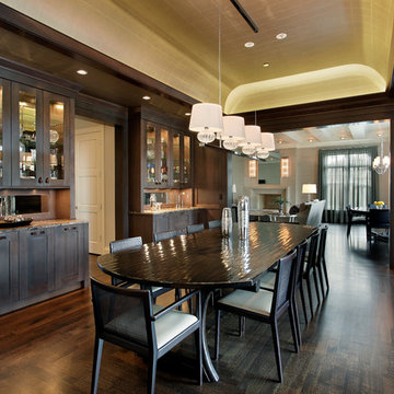 Large Formal Dining Room with Built-in Cabinetry