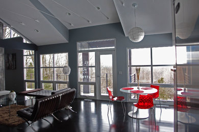Example of a minimalist dining room design in Bridgeport