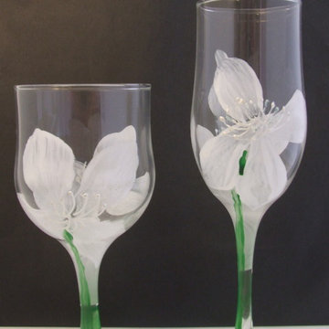 lily glasses hand painted glassware