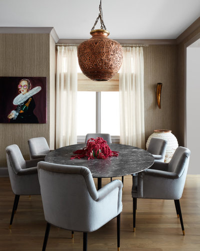 Transitional Dining Room by Cari Giannoulias Design
