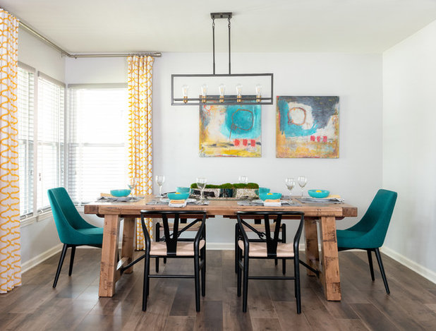 Transitional Dining Room by MMI Design
