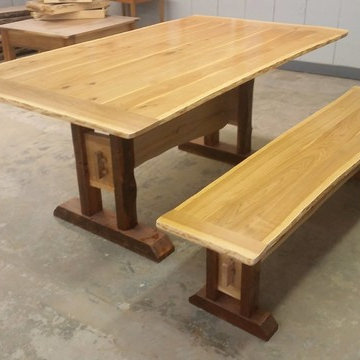 Live Edge Cherry Dining table and bench