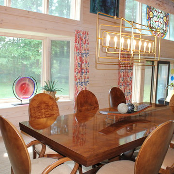Log home modern dining room