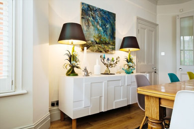 Example of an eclectic dining room design in London
