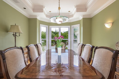 Example of a mid-sized trendy enclosed dining room design in San Francisco with green walls