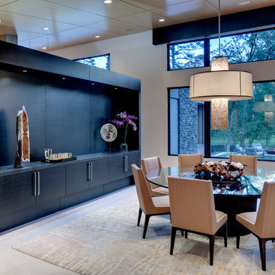 Trendy ceramic tile dining room photo in Dallas