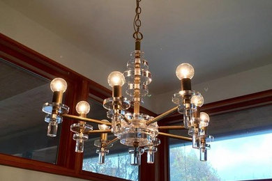 Lucite and Brass Chandilier